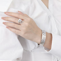 Rose Flower Adjustable Ring in 925 Sterling Silver