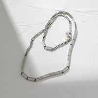Rectangular Tube Texture S925 Silver Collarbone Necklace