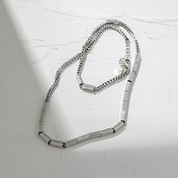 Rectangular Tube Texture S925 Silver Collarbone Necklace