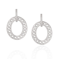 Frosted Hollow Crystal Circle 925 Sterling Silver Earrings