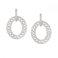 Frosted Hollow Crystal Circle 925 Sterling Silver Earrings
