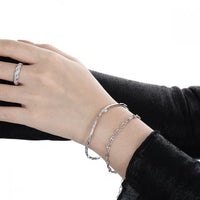 Irregular Crystal Wave Sterling Silver Open Bangle