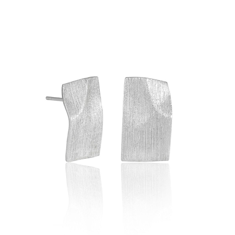 Irregular Rectangle Paper 925 Sterling Silver Stud Earrings