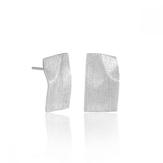 Irregular Rectangle Paper 925 Sterling Silver Stud Earrings