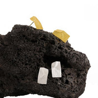 Irregular Rectangle Paper 925 Sterling Silver Stud Earrings