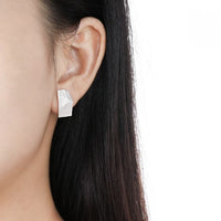 Irregular Rectangle Paper 925 Sterling Silver Stud Earrings