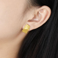 Irregular Rectangle Paper 925 Sterling Silver Stud Earrings