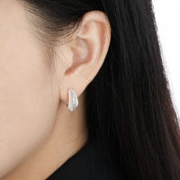 Matte Geometric Hoop Earrings in 925 Sterling Silver with Cubic Zirconia