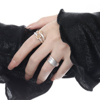 Geometry Double-Layer Baguette Crystal Adjustable Ring