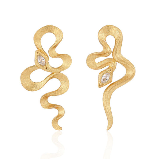 Snake CZ Dangling Earrings in Sterling Silver