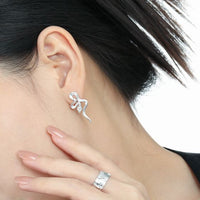 Snake Crystal Dangling Earrings in Sterling Silver