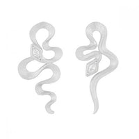 Snake Crystal Dangling Earrings in Sterling Silver