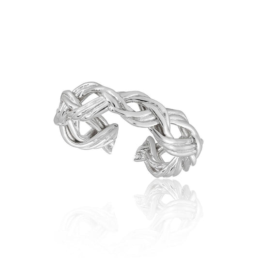Hollow Twisted 925 Sterling Silver Adjustable Ring