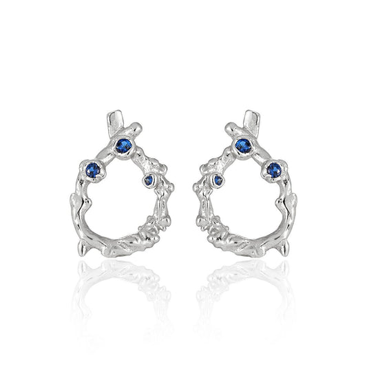 Irregular Hollow Waterdrop Sterling Silver Stud Earrings