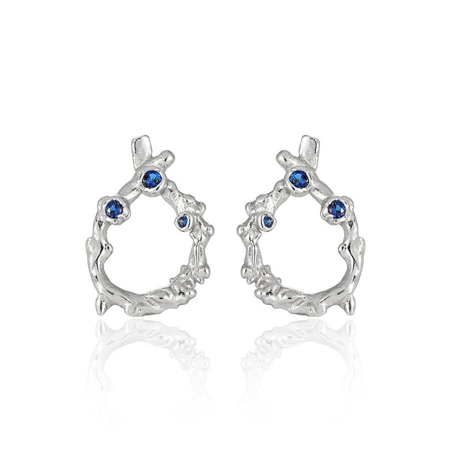 Irregular Hollow Waterdrop Sterling Silver Stud Earrings