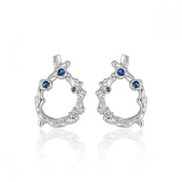 Irregular Hollow Waterdrop Sterling Silver Stud Earrings