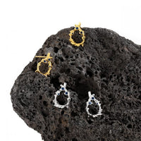 Irregular Hollow Waterdrop Sterling Silver Stud Earrings