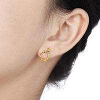 Irregular Hollow Waterdrop Sterling Silver Stud Earrings