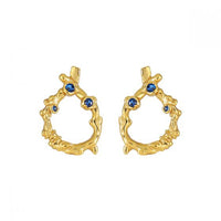 Irregular Hollow Waterdrop Sterling Silver Stud Earrings