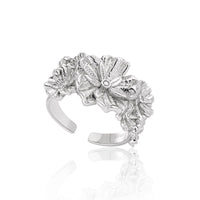 Crystal Flower Sterling Silver Adjustable Ring