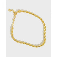 S925 Sterling Silver Oval Bead Olive Chain Bracelet