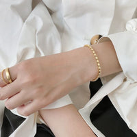 S925 Sterling Silver Oval Bead Olive Chain Bracelet