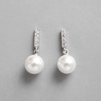 S925 Vertical Pearl Earrings with Micro Inlaid Diamonds