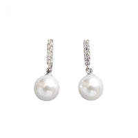 S925 Vertical Pearl Earrings with Micro Inlaid Diamonds