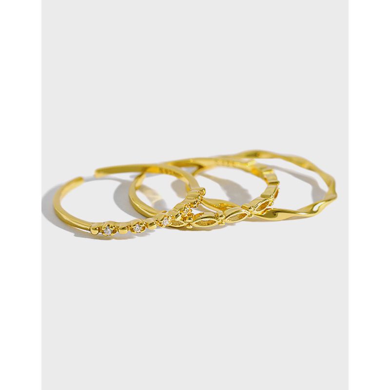 Stackable Chick 925 Sterling Silver Adjustable Ring Set