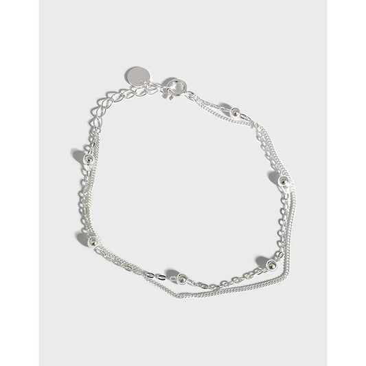 S925 Double-Layer Beaded Chain Bracelet