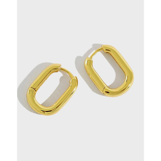 S925 Sterling Silver Retro Oval Ring Earrings