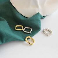S925 Sterling Silver Retro Oval Ring Earrings