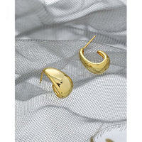 Geometric Oval Sterling Silver Stud Earring