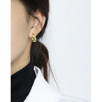 Geometric Oval Sterling Silver Stud Earring