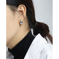 Geometric Oval Sterling Silver Stud Earring