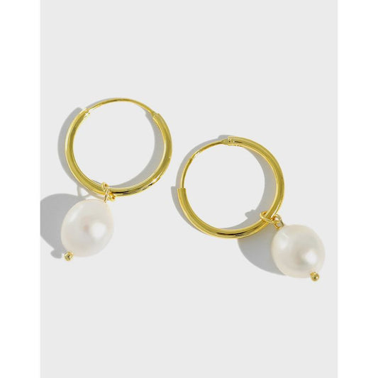 S925 Sterling Silver Baroque Freshwater Pearl Earrings
