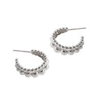 Double Row Beaded Hoop Earrings in 925 Sterling Silver with 18K Gold Plating