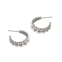 Double Row Beaded Hoop Earrings in 925 Sterling Silver with 18K Gold Plating