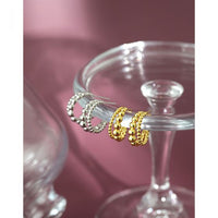 Double Row Beaded Hoop Earrings in 925 Sterling Silver with 18K Gold Plating