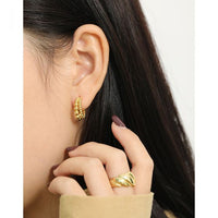 Double Row Beaded Hoop Earrings in 925 Sterling Silver with 18K Gold Plating