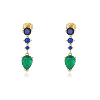 Sterling Silver Blue & Green Dangle Drop Earrings