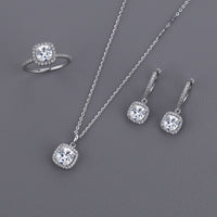 Geometry Classic Radiant Cubic Zirconia 925 Sterling Silver Set