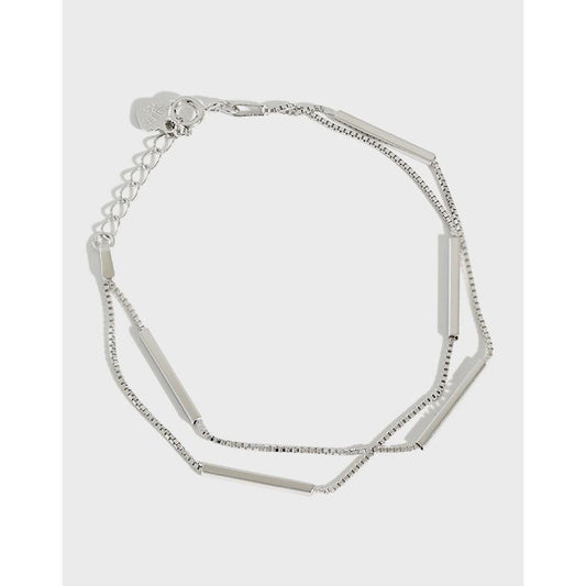 Double Layer Box Chain S925 Sterling Silver Bracelet