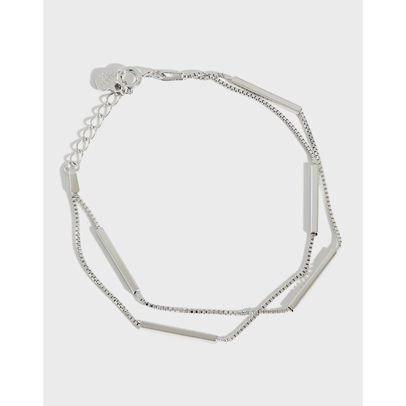 Double Layer Box Chain S925 Sterling Silver Bracelet