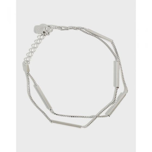 Double Layer Box Chain S925 Sterling Silver Bracelet