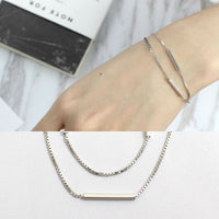 Double Layer Box Chain S925 Sterling Silver Bracelet
