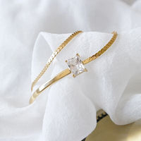 Holiday Double Layer Rectangle Crystal Sterling Silver Bracelet