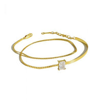Holiday Double Layer Rectangle Crystal Sterling Silver Bracelet