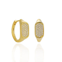 Geometry Irregular Rectangle Crystal Sterling Silver Hoop Earrings
