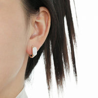 Geometry Irregular Rectangle Crystal Sterling Silver Hoop Earrings